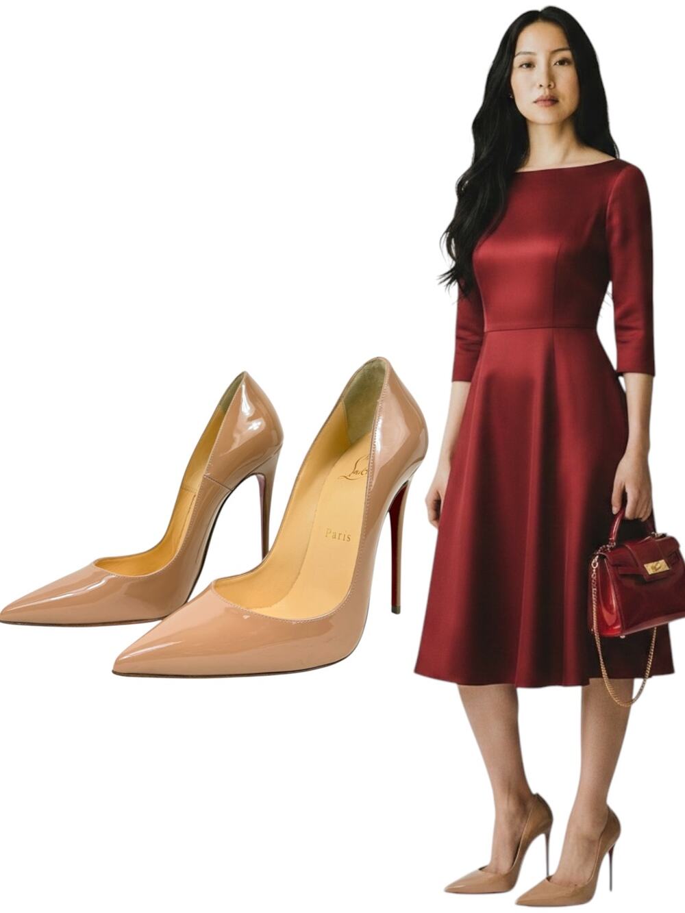 Christian Louboutin So Kate Patent Leather Stiletto Heels Nude Size 37